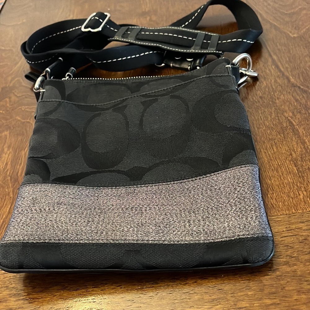 Coach Black Silver Crossbody Swing Bag Purse